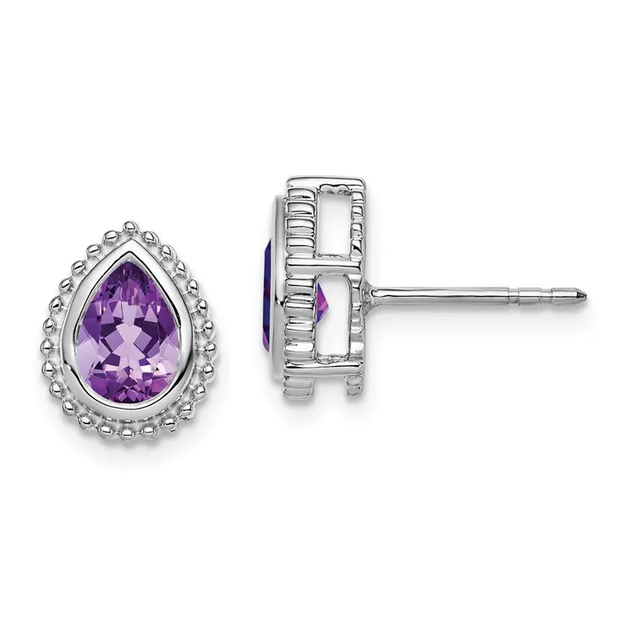 Earrings 14k White Gold Pear Amethyst Post Earrings Goldia