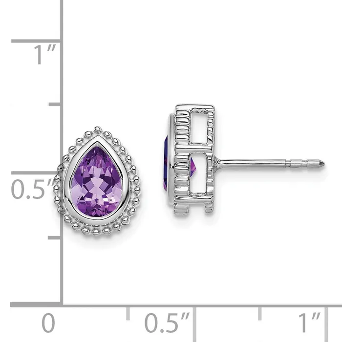 Earrings 14k White Gold Pear Amethyst Post Earrings Goldia