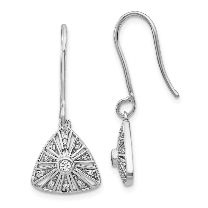 Earrings 14k White Gold Real Diamond Vintage Leverback Earrings Goldia