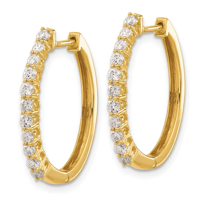 Earrings 14k Yellow Gold 34 Ct Lab Grown Diamond VSSI G Hinged Hoop Earrings Goldia