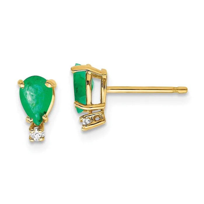 Earrings 14k Yellow Gold 6x4mm Pear Emerald VS Real Diamond Earrings Goldia Earrings 14k Yellow Gold 6x4mm Pear Emerald VS Real Diamond Earrings Goldia