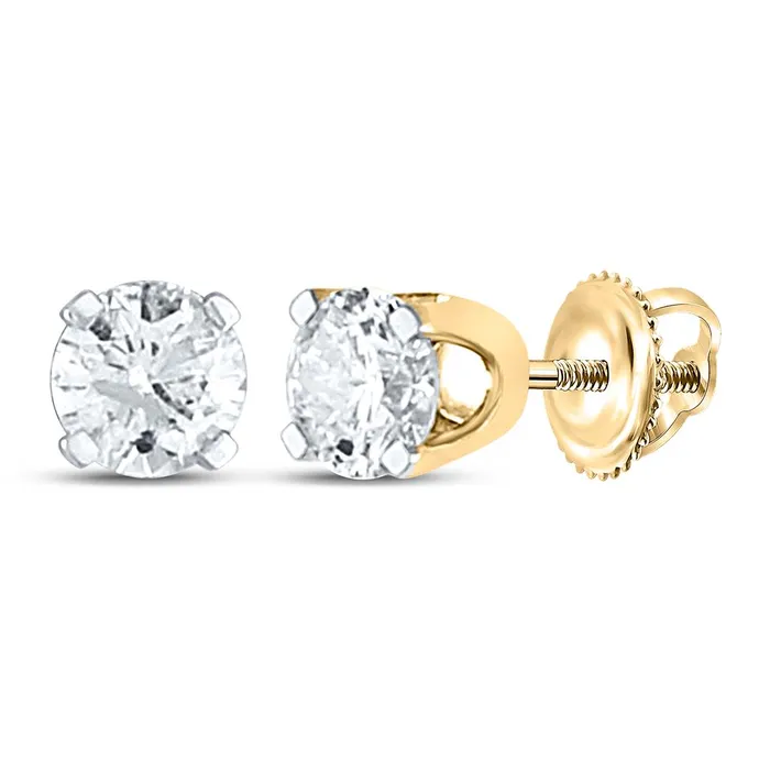 Earrings 14k Yellow Gold Round Diamond Solitaire Earrings 34 Cttw Certified gndatlanta Earrings 14k Yellow Gold Round Diamond Solitaire Earrings 34 Cttw Certified gndatlanta