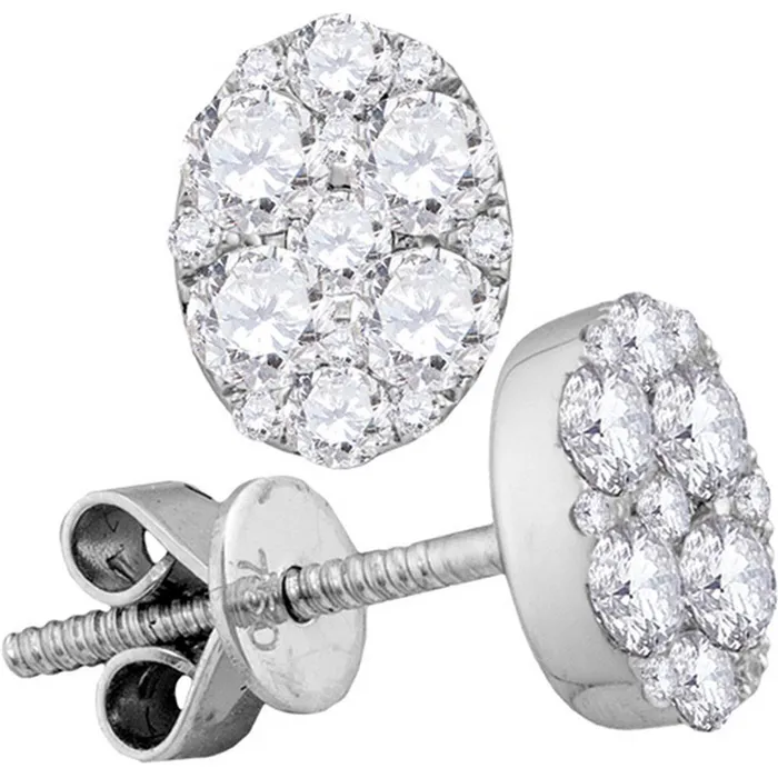 Earrings 18k White Gold Round Diamond Convertible Oval Jacket Earrings 1 Cttw gndatlanta