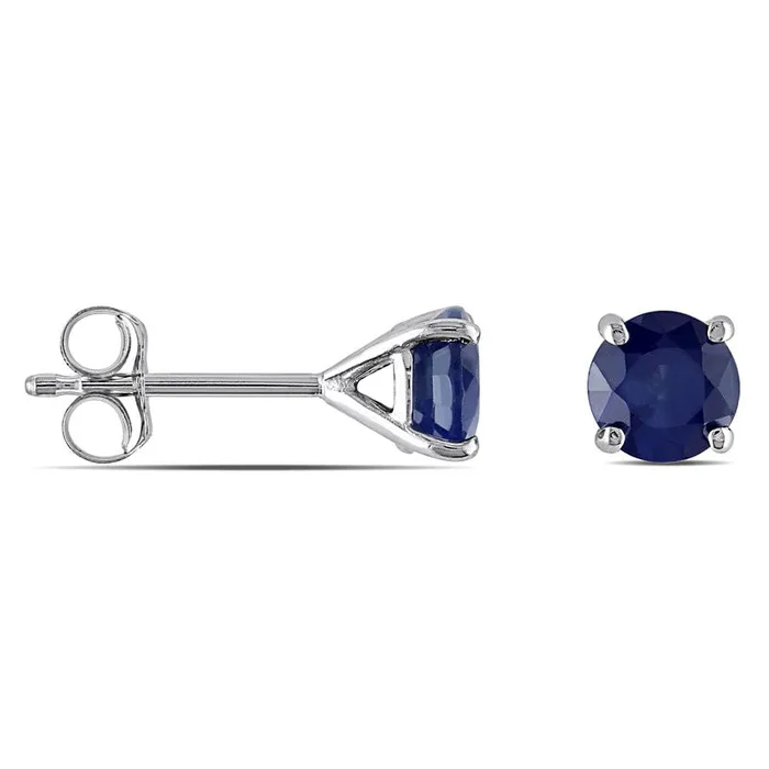 Earrings 50mm Blue Sapphire Stud Earrings in 10K White Gold Goldia