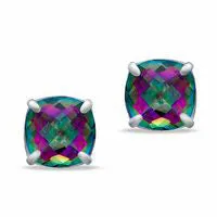 Earrings 80mm CushionCut Rainbow Quartz Stud Earrings in Sterling Silver Goldia Earrings 80mm CushionCut Rainbow Quartz Stud Earrings in Sterling Silver Goldia