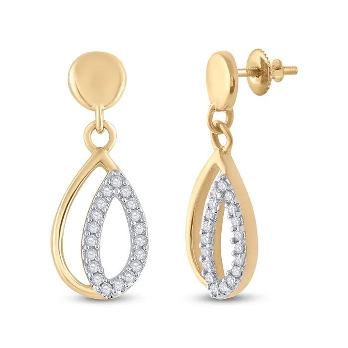 Earrings gndatlanta 10k Yellow Gold Round Diamond Dangle Earrings 110 Cttw