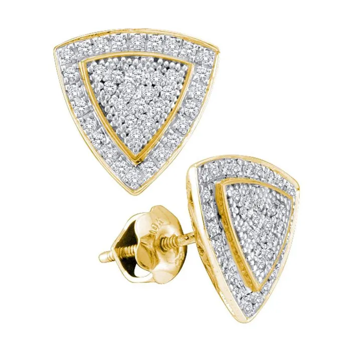 Earrings gndatlanta 10k Yellow Gold Round Diamond Triangle Frame Cluster Earrings 14 Cttw Earrings gndatlanta 10k Yellow Gold Round Diamond Triangle Frame Cluster Earrings 14 Cttw