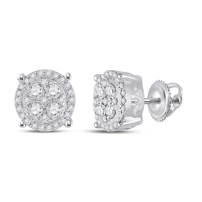Earrings gndatlanta 14k White Gold Round Diamond Cluster Earrings 12 Cttw Earrings gndatlanta 14k White Gold Round Diamond Cluster Earrings 12 Cttw