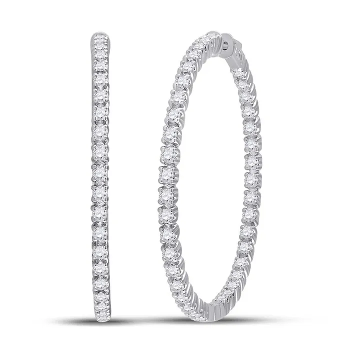 Earrings gndatlanta 14k White Gold Round Diamond Hoop Earrings 514 Cttw Earrings gndatlanta 14k White Gold Round Diamond Hoop Earrings 514 Cttw