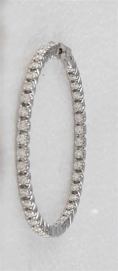 Earrings gndatlanta 14k White Gold Round Diamond Hoop Earrings 514 Cttw