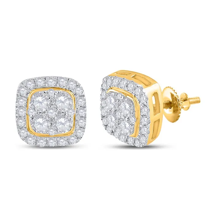 Earrings gndatlanta 14k Yellow Gold Round Diamond Square Earrings 34 Cttw Earrings gndatlanta 14k Yellow Gold Round Diamond Square Earrings 34 Cttw