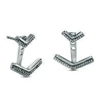 Earrings Goldia 01 CT TW Diamond Chevron FrontBack Earrings in Sterling Silver Earrings Goldia 01 CT TW Diamond Chevron FrontBack Earrings in Sterling Silver
