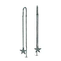 Earrings Goldia 01 CT TW Diamond Star Threader Earrings in Sterling Silver