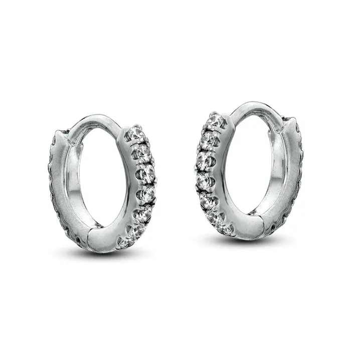 Earrings Goldia 017 CT TW Diamond Hoop Earrings in 10K White Gold