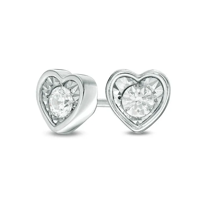 Earrings Goldia 017 CT TW Diamond Solitaire HeartShaped Stud Earrings in 10K White Gold Earrings Goldia 017 CT TW Diamond Solitaire HeartShaped Stud Earrings in 10K White Gold