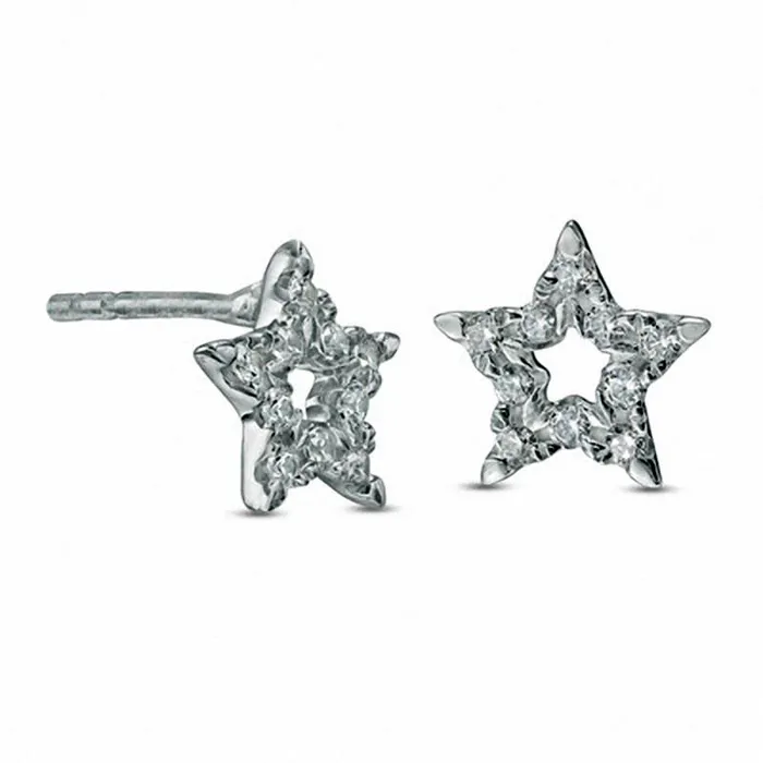 Earrings Goldia 025 CT TW Diamond Open Star Stud Earrings in 10K White Gold Earrings Goldia 025 CT TW Diamond Open Star Stud Earrings in 10K White Gold