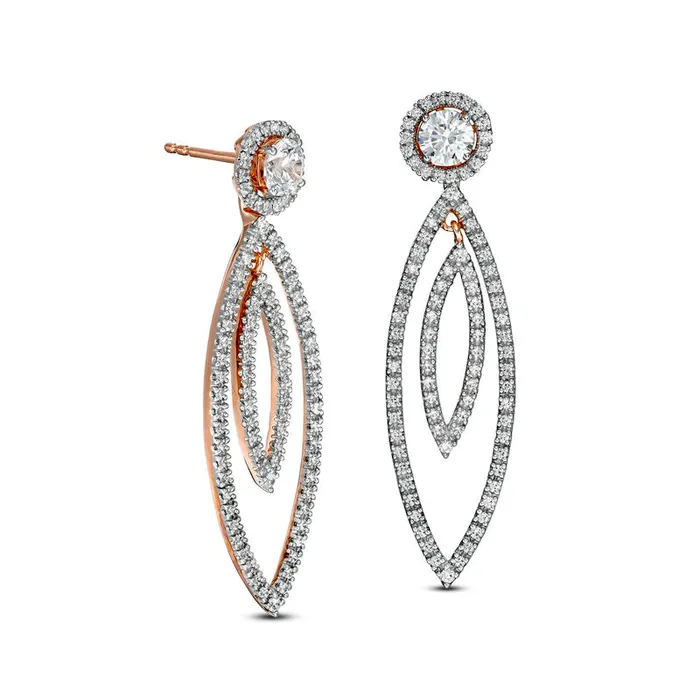 Earrings Goldia 1 CT TW Diamond Frame and Double Open Marquise Drop Earring Jackets in 14K Rose Gold Earrings Goldia 1 CT TW Diamond Frame and Double Open Marquise Drop Earring Jackets in 14K Rose Gold