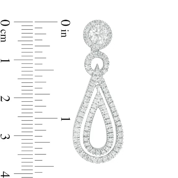 Earrings Goldia 1 CT TW Diamond Frame and Double Open Teardrop Earring Jackets in 14K White Gold Earrings Goldia 1 CT TW Diamond Frame and Double Open Teardrop Earring Jackets in 14K White Gold