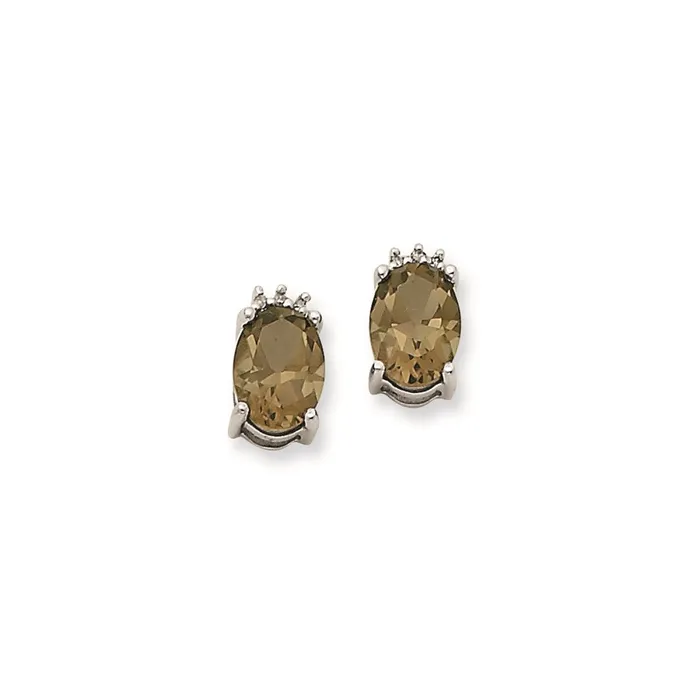 Earrings Goldia 14k WG Smok Yellow Gold Quartz u0026 Real Diamond Post Earrings Earrings Goldia 14k WG Smok Yellow Gold Quartz u0026 Real Diamond Post Earrings