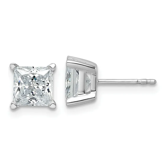 Earrings Goldia 14k White Gold 3 ctw Lab Grown Diamond VSSI G Princess 4 Prong Heavy Wt Stud Earrings Earrings Goldia 14k White Gold 3 ctw Lab Grown Diamond VSSI G Princess 4 Prong Heavy Wt Stud Earrings