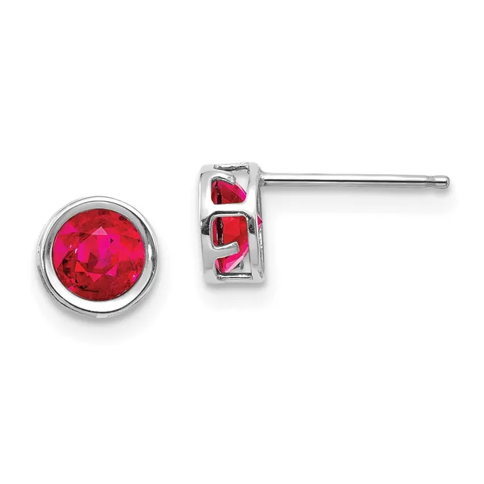 Earrings Goldia 14k White Gold 5mm Bezel Ruby Stud Earrings