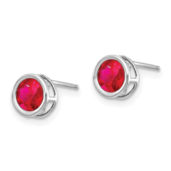 Earrings Goldia 14k White Gold 5mm Bezel Ruby Stud Earrings