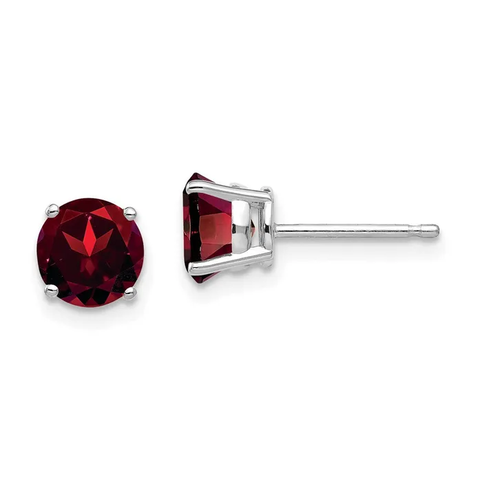 Earrings Goldia 14k White Gold 6mm Garnet Earrings