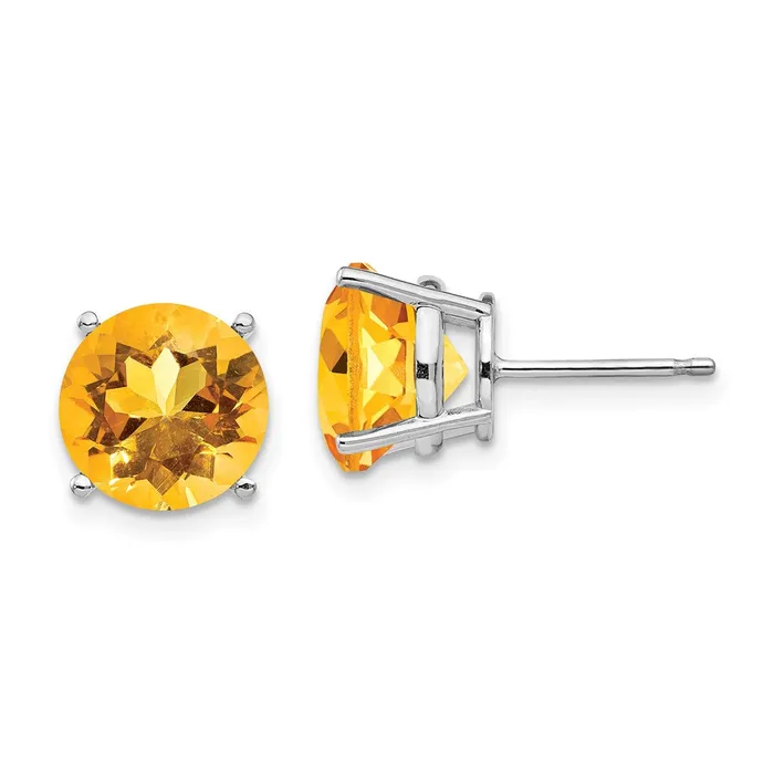 Earrings Goldia 14k White Gold Citrine Round Stud Earrings