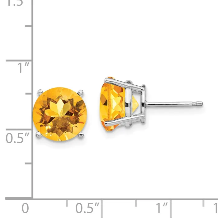 Earrings Goldia 14k White Gold Citrine Round Stud Earrings