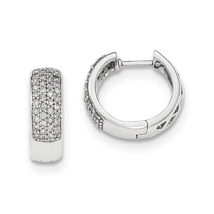Earrings Goldia 14K White Gold Real Diamond 5mm Hinged Hoop Earrings