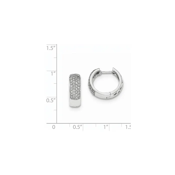 Earrings Goldia 14K White Gold Real Diamond 5mm Hinged Hoop Earrings