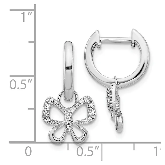 Earrings Goldia 14k White Gold Real Diamond Hoop Butterfly Earrings