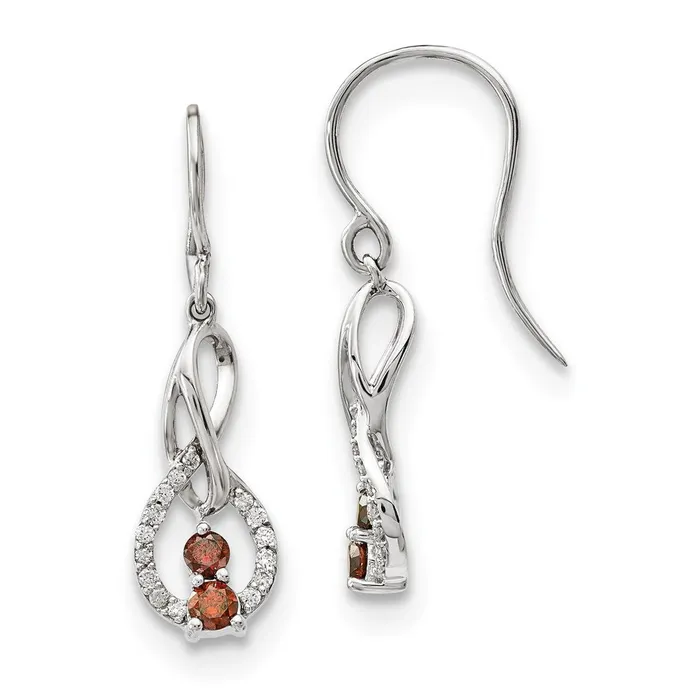 Earrings Goldia 14k White Gold RedWhite Real Diamond Earrings