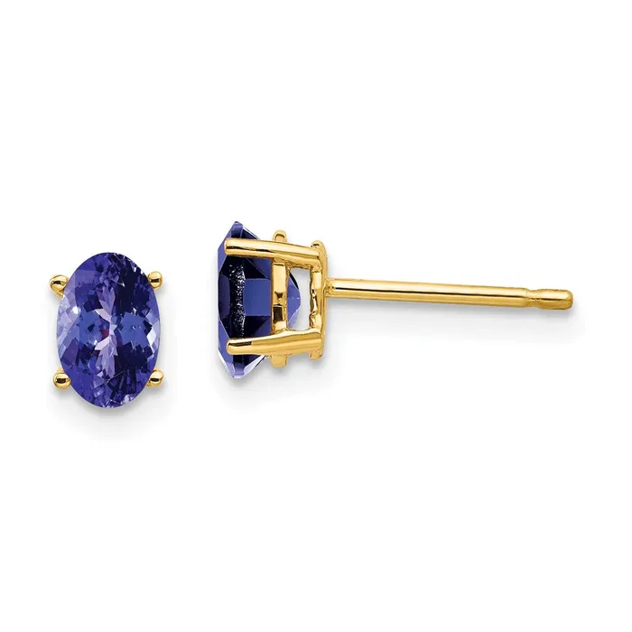 Earrings Goldia 14k Yellow Gold 6x4mm Oval Tanzanite earring
