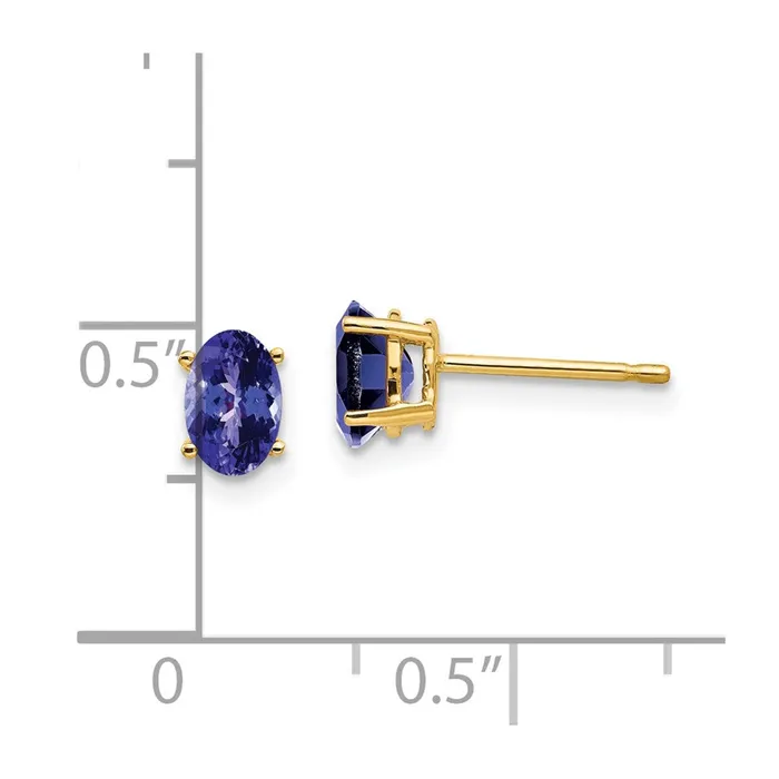 Earrings Goldia 14k Yellow Gold 6x4mm Oval Tanzanite earring