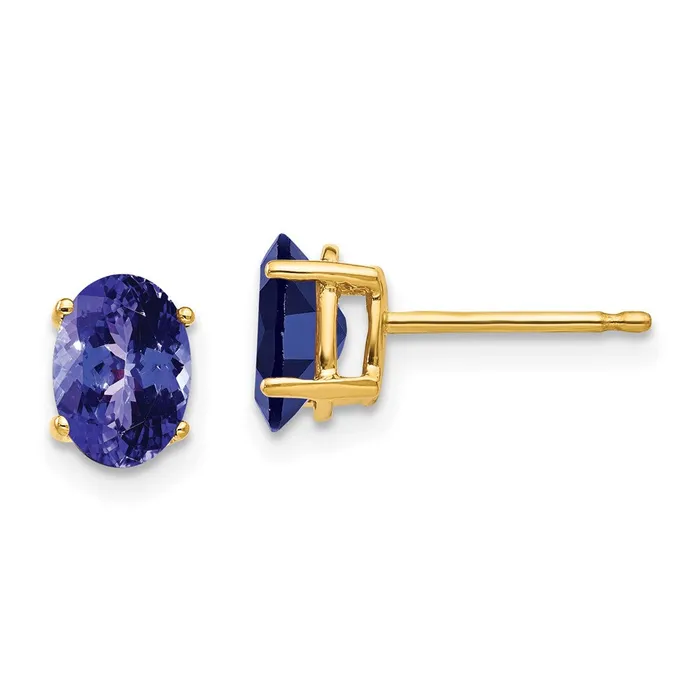 Earrings Goldia 14k Yellow Gold 7x5mm Oval Tanzanite earring
