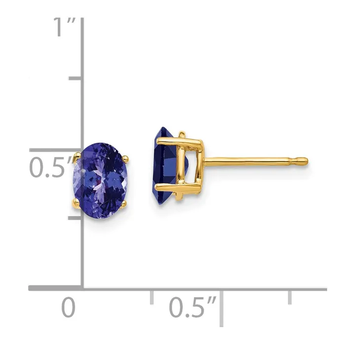 Earrings Goldia 14k Yellow Gold 7x5mm Oval Tanzanite earring