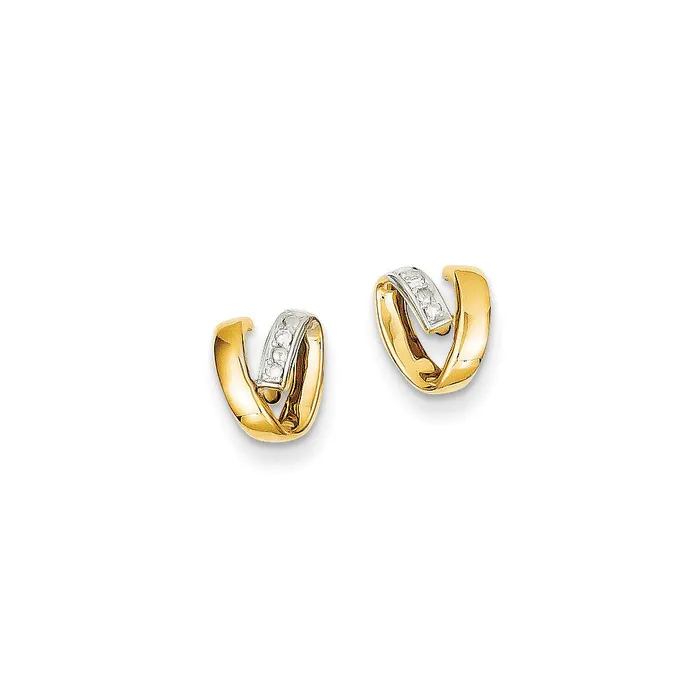 Earrings Goldia 14K Yellow Gold and Rhodium Real Diamond Earrings