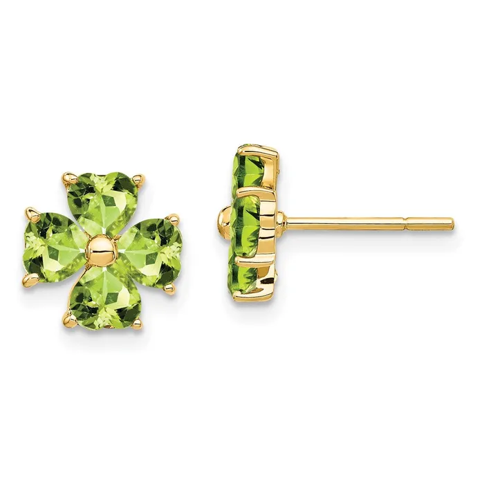 Earrings Goldia 14k Yellow Gold Heartshaped Peridot Flower Post Earrings