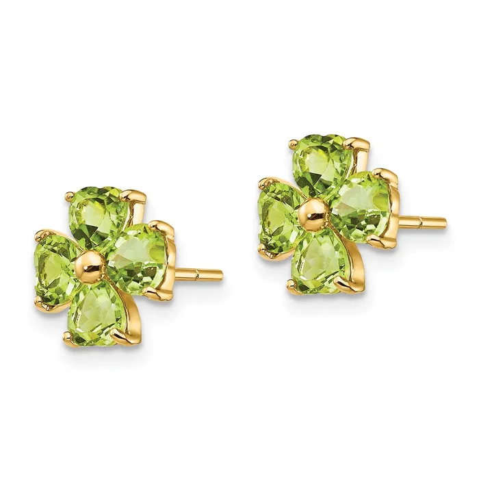 Earrings Goldia 14k Yellow Gold Heartshaped Peridot Flower Post Earrings