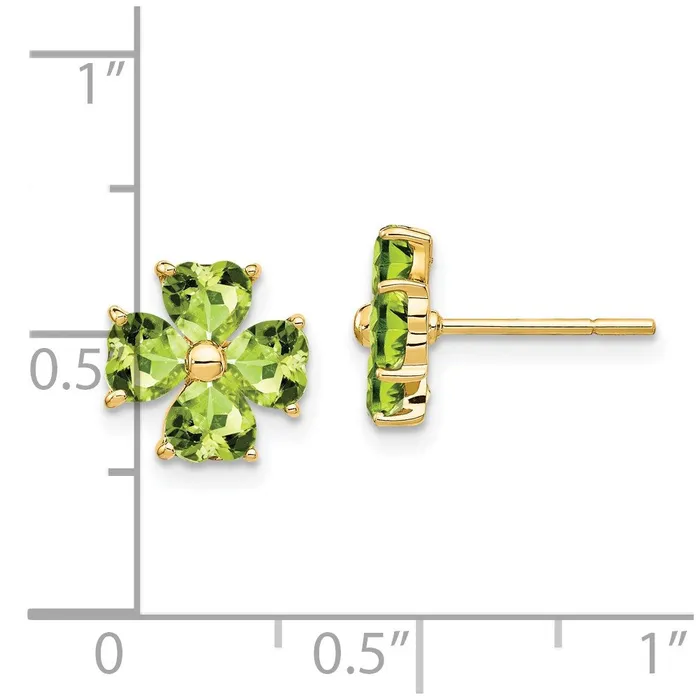 Earrings Goldia 14k Yellow Gold Heartshaped Peridot Flower Post Earrings