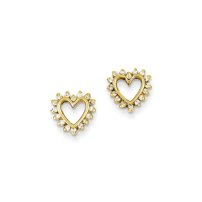 Earrings Goldia 14k Yellow Gold Real Diamond Heart Earrings