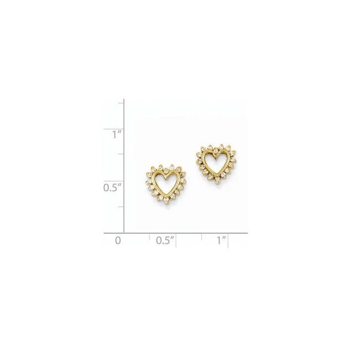 Earrings Goldia 14k Yellow Gold Real Diamond Heart Earrings