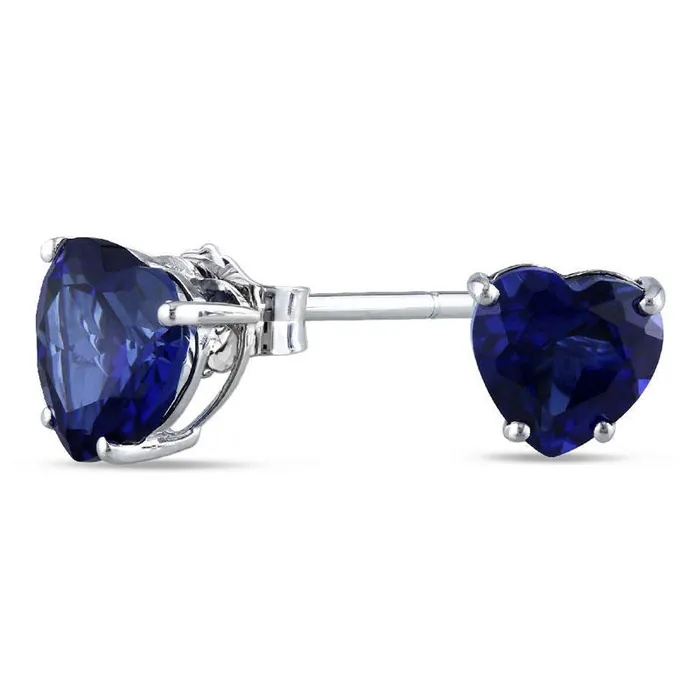 Earrings Goldia 60mm HearShaped LabCreated Blue Sapphire Stud Earrings in 10K White Gold Earrings Goldia 60mm HearShaped LabCreated Blue Sapphire Stud Earrings in 10K White Gold