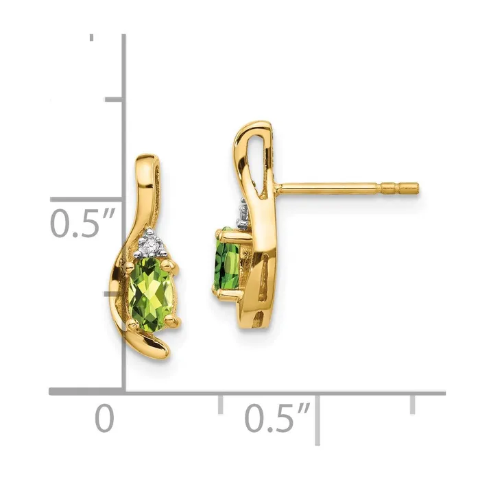 Earrings goldiaca 14K Diamond and Peridot Earrings