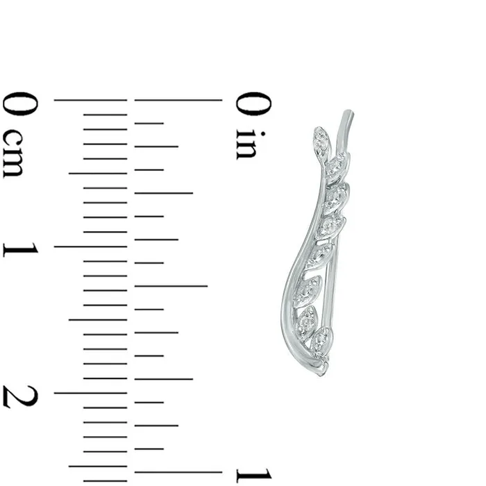 Earrings Goldia Diamond Accent Leaf Crawler Earrings in 10K White Gold Earrings Goldia Diamond Accent Leaf Crawler Earrings in 10K White Gold
