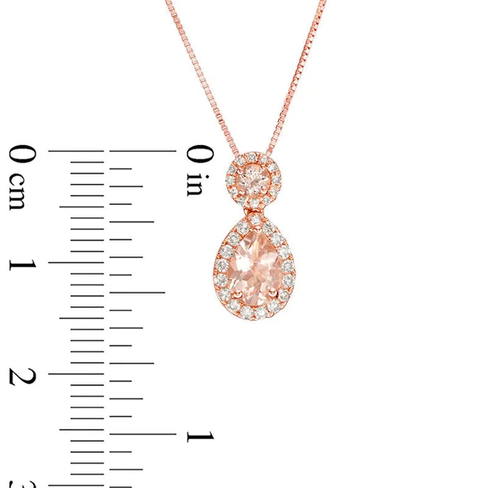 Earrings Goldia Morganite and 017 CT TW Natural Diamond Frame Drop Pendant in 10K Rose Gold Earrings Goldia Morganite and 017 CT TW Natural Diamond Frame Drop Pendant in 10K Rose Gold
