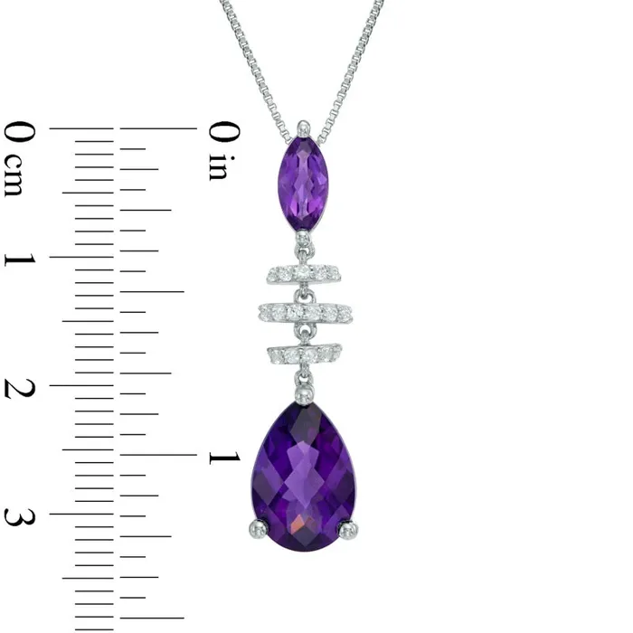Earrings Goldia PearShaped Amethyst and LabCreated White Sapphire Drop Pendant in Sterling Silver Earrings Goldia PearShaped Amethyst and LabCreated White Sapphire Drop Pendant in Sterling Silver