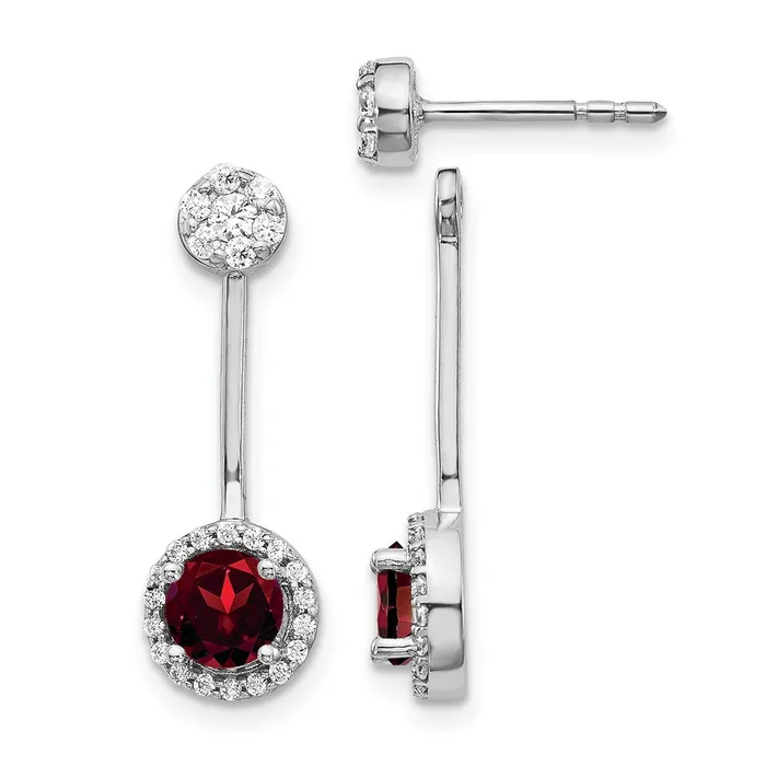 Earrings Goldia Solid 14k White Gold Simulated CZ SimulatedSimulated Garnet FrontBacK Earrings Earrings Goldia Solid 14k White Gold Simulated CZ SimulatedSimulated Garnet FrontBacK Earrings
