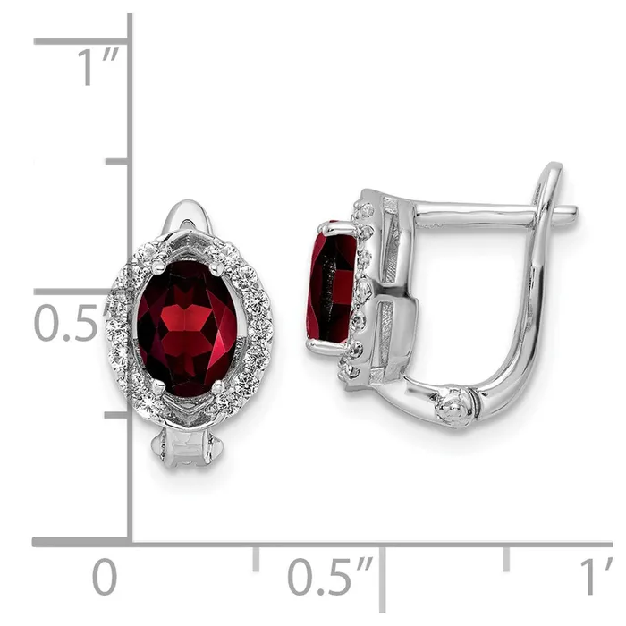 Earrings Goldia SS RHplated 232tw GarnetWhite Topaz Oval Hinged Earrings